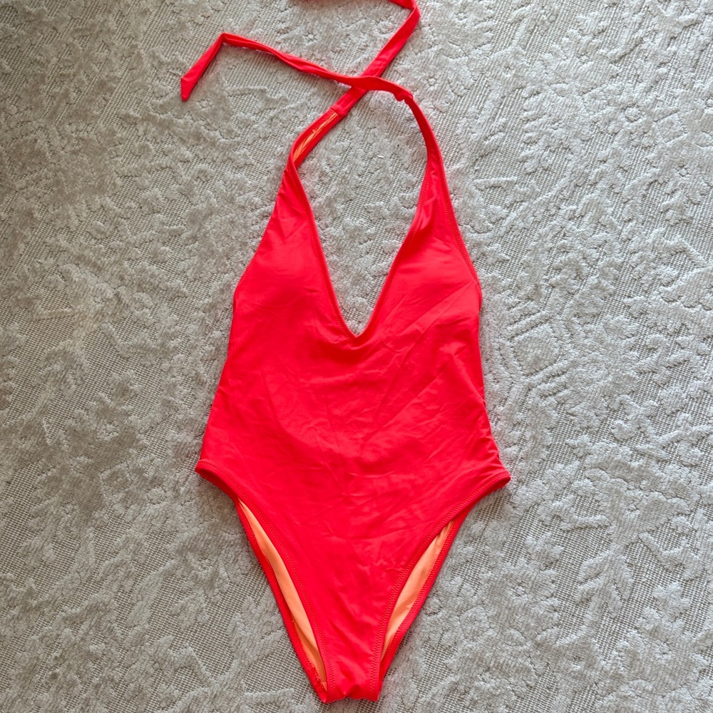 Aerie neon halter swimsuit